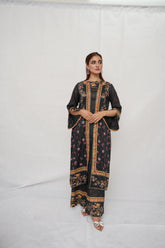 Noir Bloom 2-Piece Suit – Black Floral Elegance - Brands Kahani